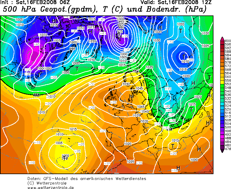 Geopotenziale a 500 hpa